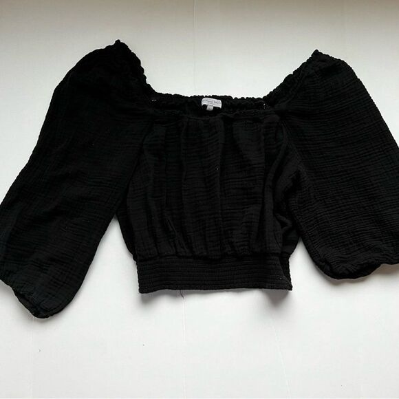 Michael Stars Black Kate Square Neck Top Size X-Large - Picture 2 of 7